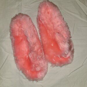 True VTG DEADSTOCK Mid-Century Faux Fur Hot Pink Slippers SZ 7 USA Made